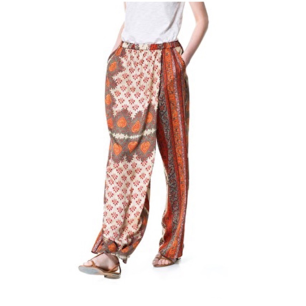 ZARA Bohemian style wrap harem pants culottes Sz XS